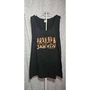 Vintage We Be Jammin Tank Top XL Jamaica Reggae Rasta Embroidered Black NWOT